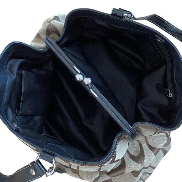 Gorgeous Coach Laura Signature Carryall Bag Tote Satchel Brown Khaki Laptop - Picture 7 of 8